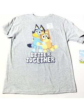 Bluey "Better Together" Graphic T-Shirt Gray XL 90% Cotton 10% Polyester